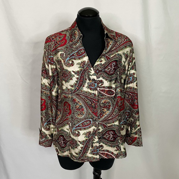 Talbots Tops - Talbots Silk Paisley Button Down Blouse- Women’s 12